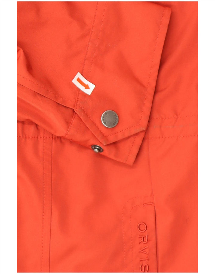 ORVIS Regnfrakke med hætte til kvinder UK 16 Large Orange Polyester
