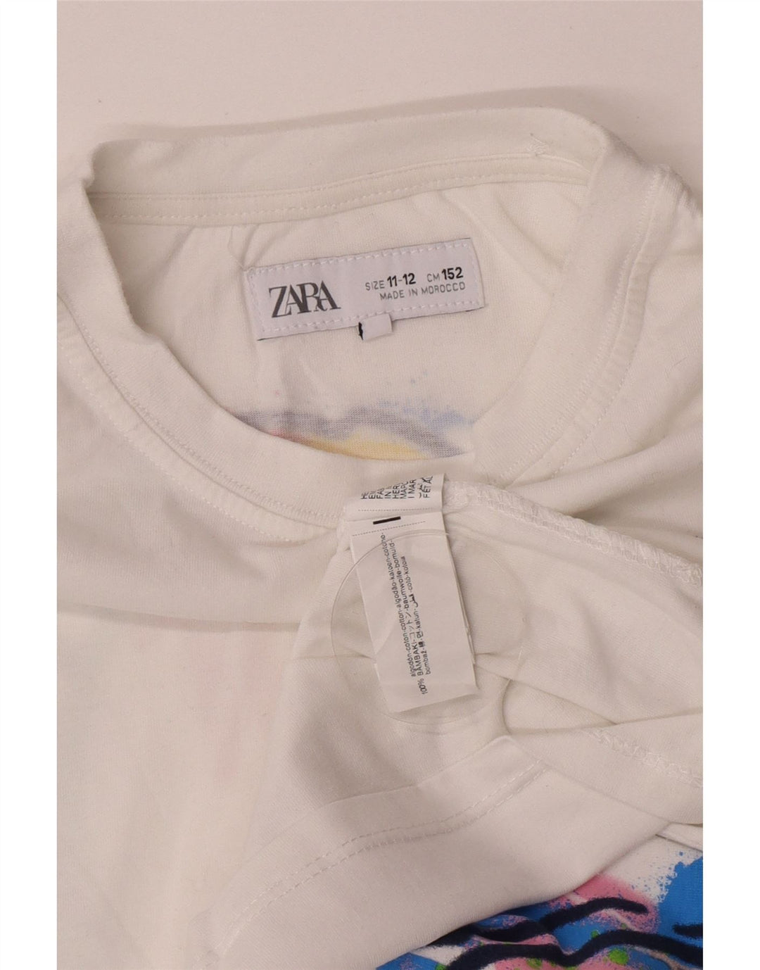 Zara Boys Grafisk T-Shirt Top 11-12 År Hvid Bomuld