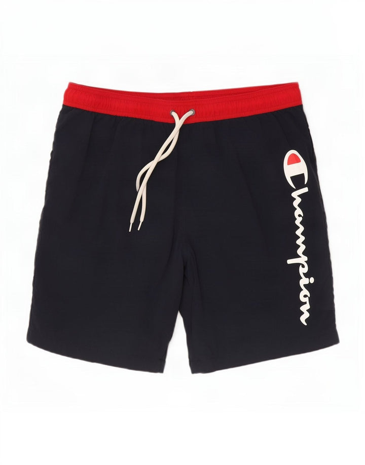 Champion Herre grafiske svømmeshorts Large Navy Blue Colourblock