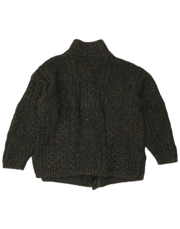 Vintage dame cardigan sweater UK 16 Large grøn flækket uld