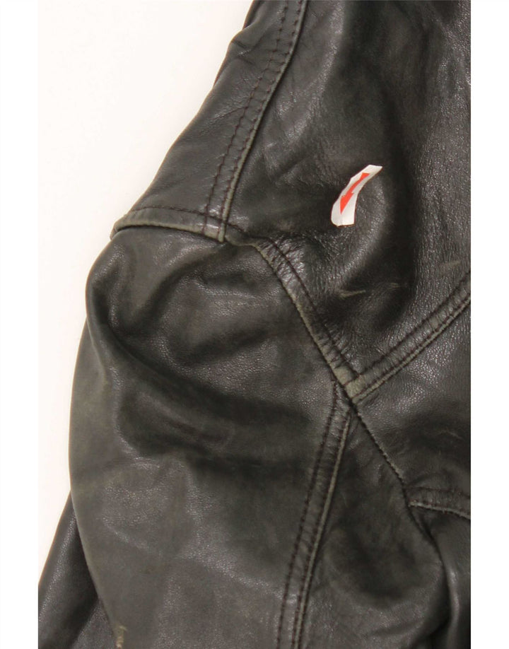 Massimo Dutti Dame Biker Læderjakke UK 10 Lille Sort