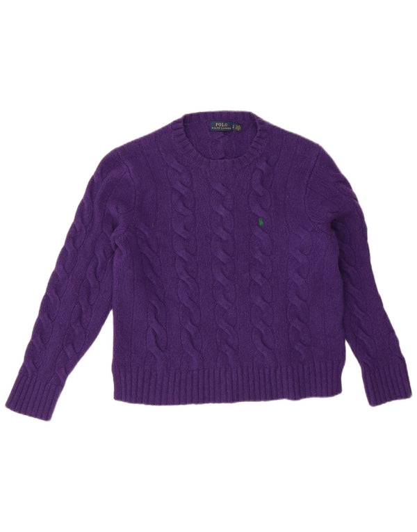 Polo Ralph Lauren Dame Crew Neck Jumper Sweater UK 14 Large Purple