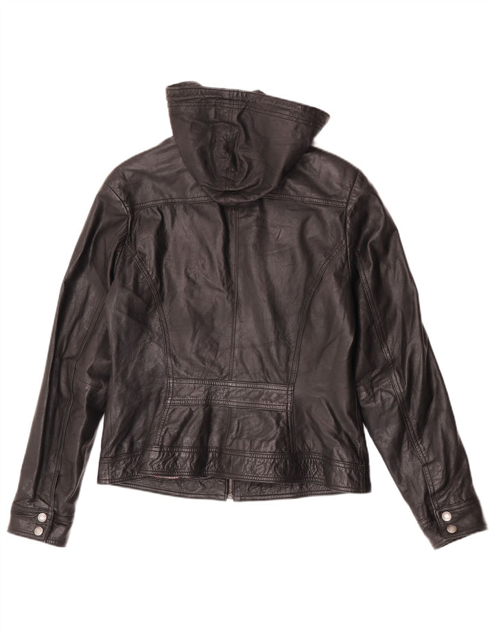 Street One Dame Hætte Læderjakke UK 14 Medium Sort Læder