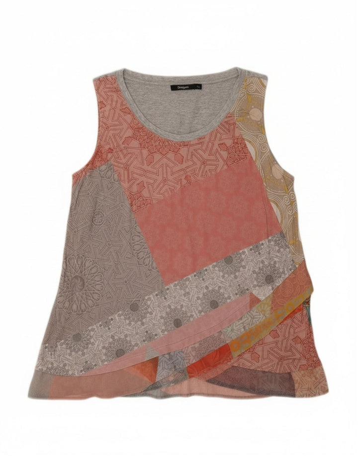 DESIGUAL Womens Sleeveless Blouse Top UK 18 XL Multicoloured Geometric