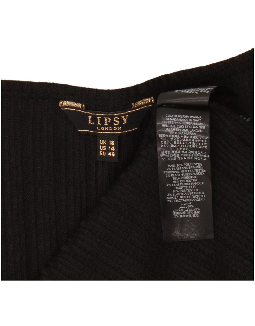 Lipsy Dame ærmeløs bluse Top UK 18 XL Sort Polyester