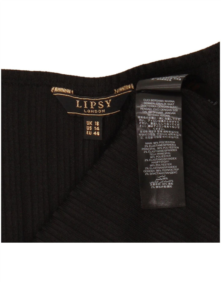 Lipsy Dame ærmeløs bluse Top UK 18 XL Sort Polyester