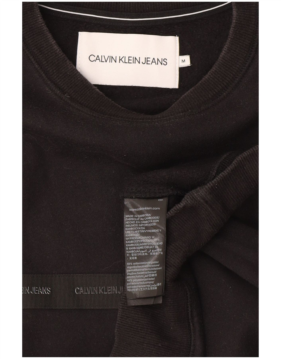 Calvin Klein Herre Grafisk Sweatshirt Jumper Medium Sort Bomuld