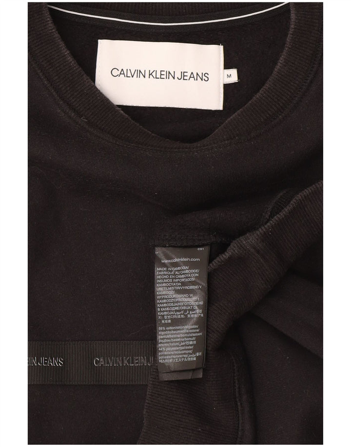 Calvin Klein Herre Grafisk Sweatshirt Jumper Medium Sort Bomuld