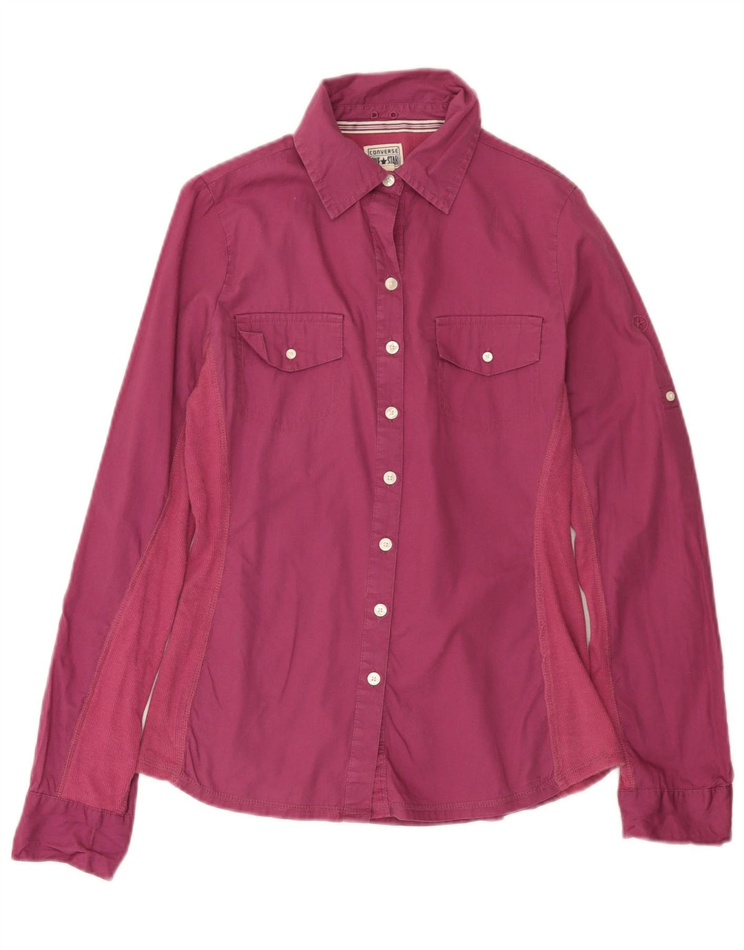 CONVERSE One Star skjorte til kvinder UK 10 Small Pink Colourblock Bomuld