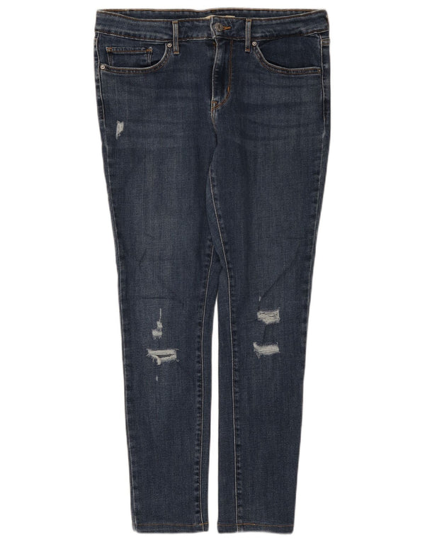 Levi's Dame 711 Distressed Skinny Jeans W30 L28 Marineblå Bomuld