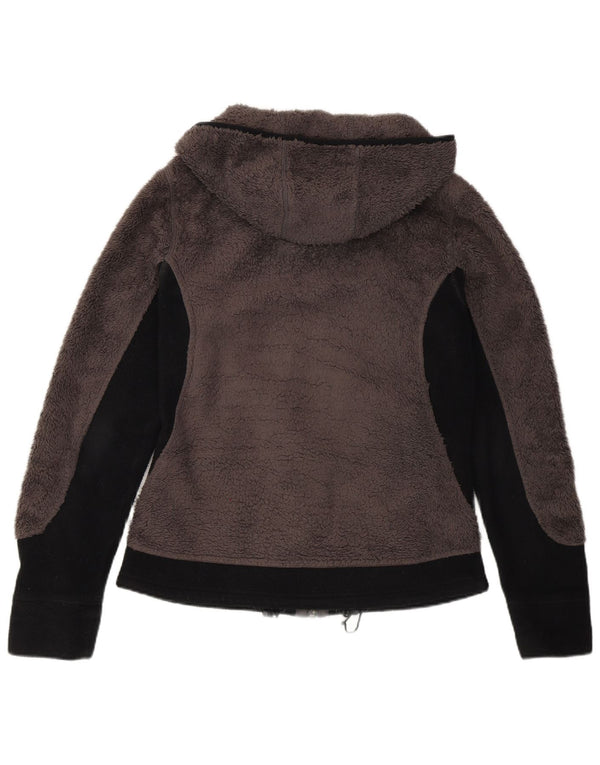 Jack Wolfskin dame fleecejakke med hætte UK 12/14 Medium Grey Colourblock