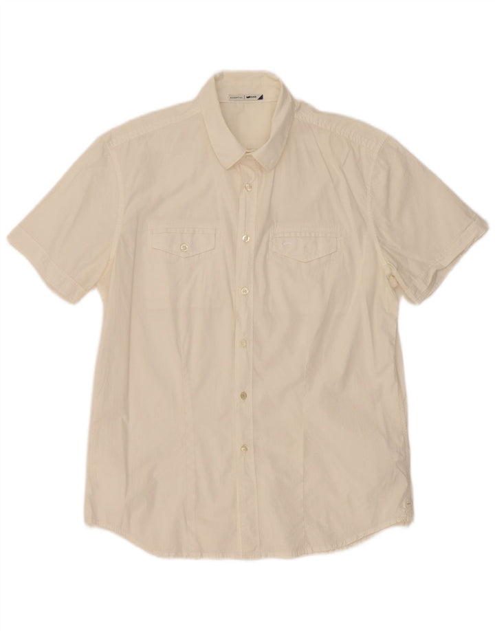 Gas Mens Short Sleeve Shirt XL White Cotton