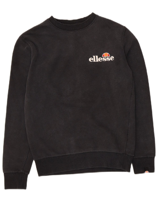 Ellesse Dame Grafisk Sweatshirt Jumper UK 4 XS Sort Bomuld