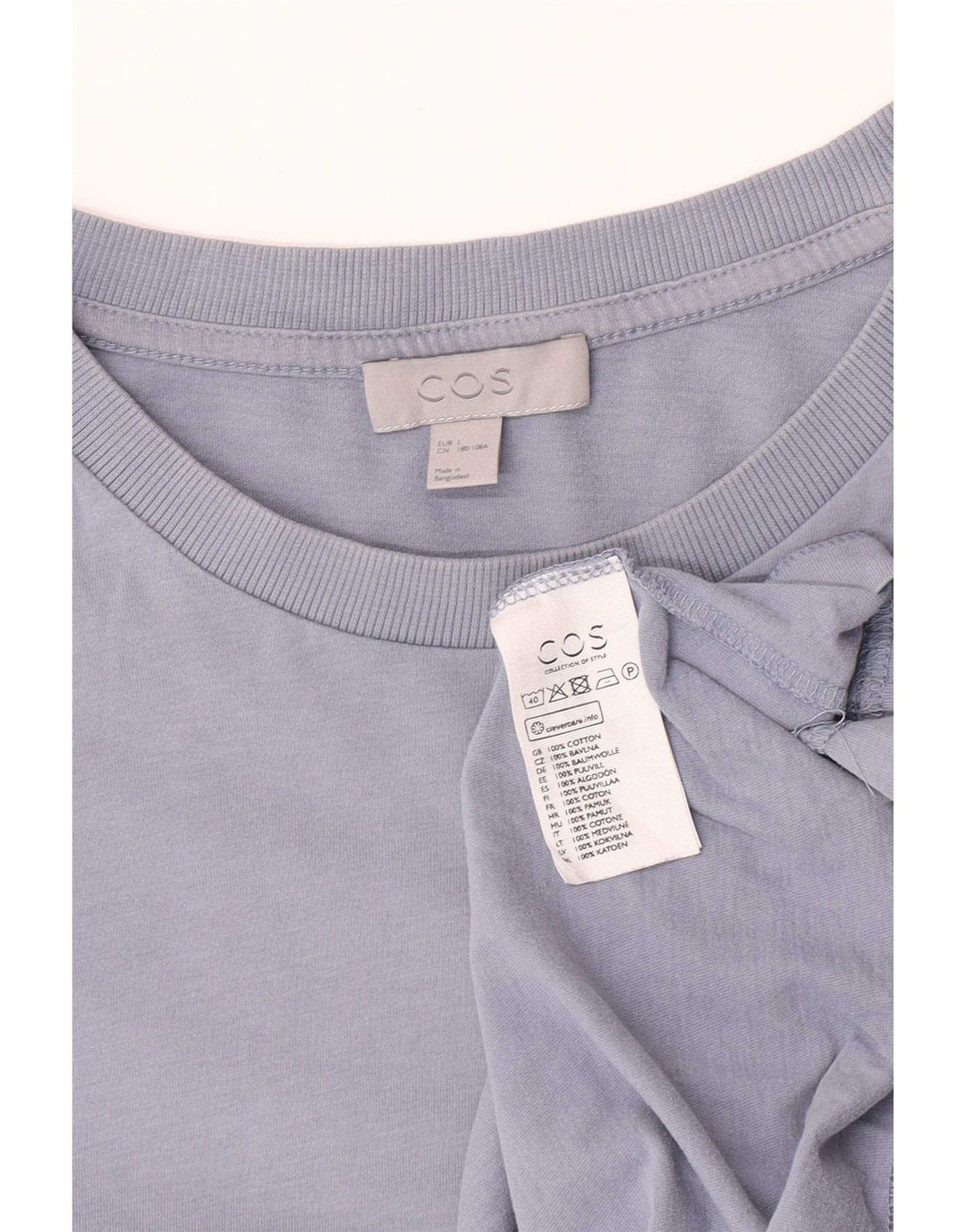 Cos Herre T-Shirt Top Stor Blå Bomuld