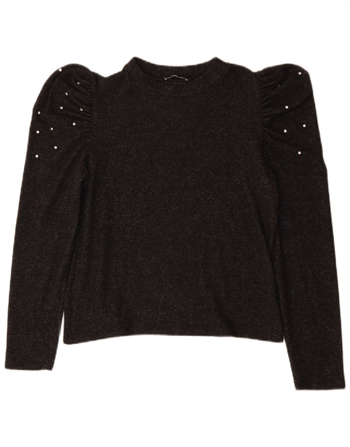 ZARA Dame Top Langærmet UK 14 Stor Grå