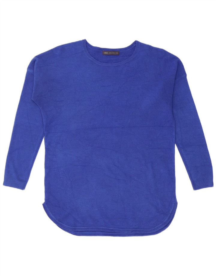 Marks & Spencer Dame Oversized Boat Neck Jumper Sweater UK 10 Small Blue