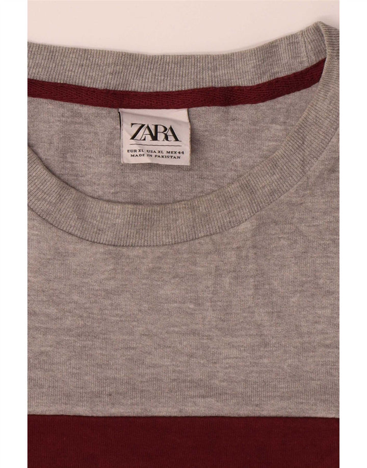 Zara Herre sweater med rund hals XL Multifarvet Colourblock Bomuld