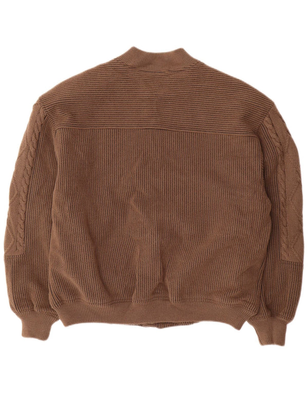 UMBERTO VALLATI Herre Strik Bomber Jacket IT 52 XL Brun Geometrisk