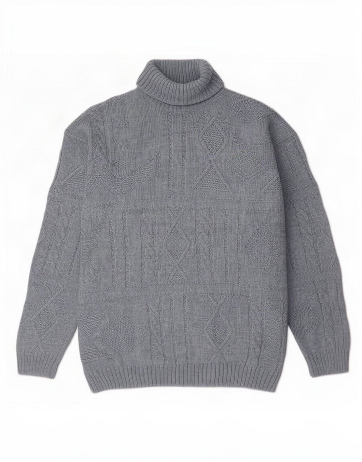 Settebello Herre rullehals sweater Medium blå uld