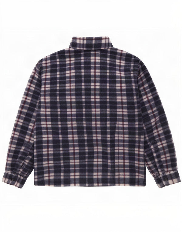 Vintage fleecejakke til mænd UK 42 XL marineblå plaid bomuld