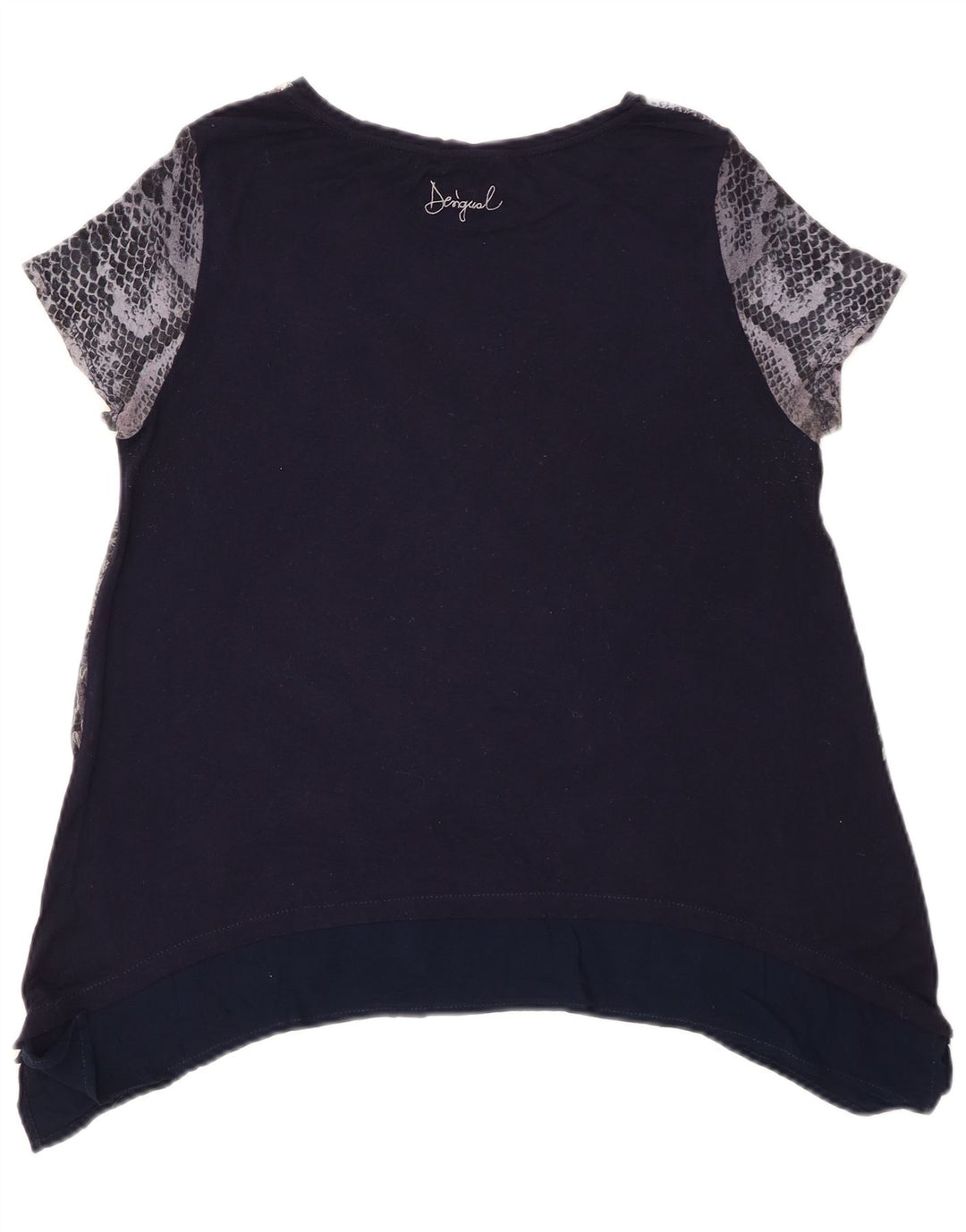 Desigual Dame Grafisk Tunika Top UK 14 Medium Navy Blue Floral