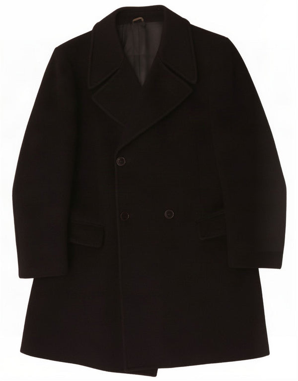 Vintage Mens Double Breasted Coat UK 36 Small Black