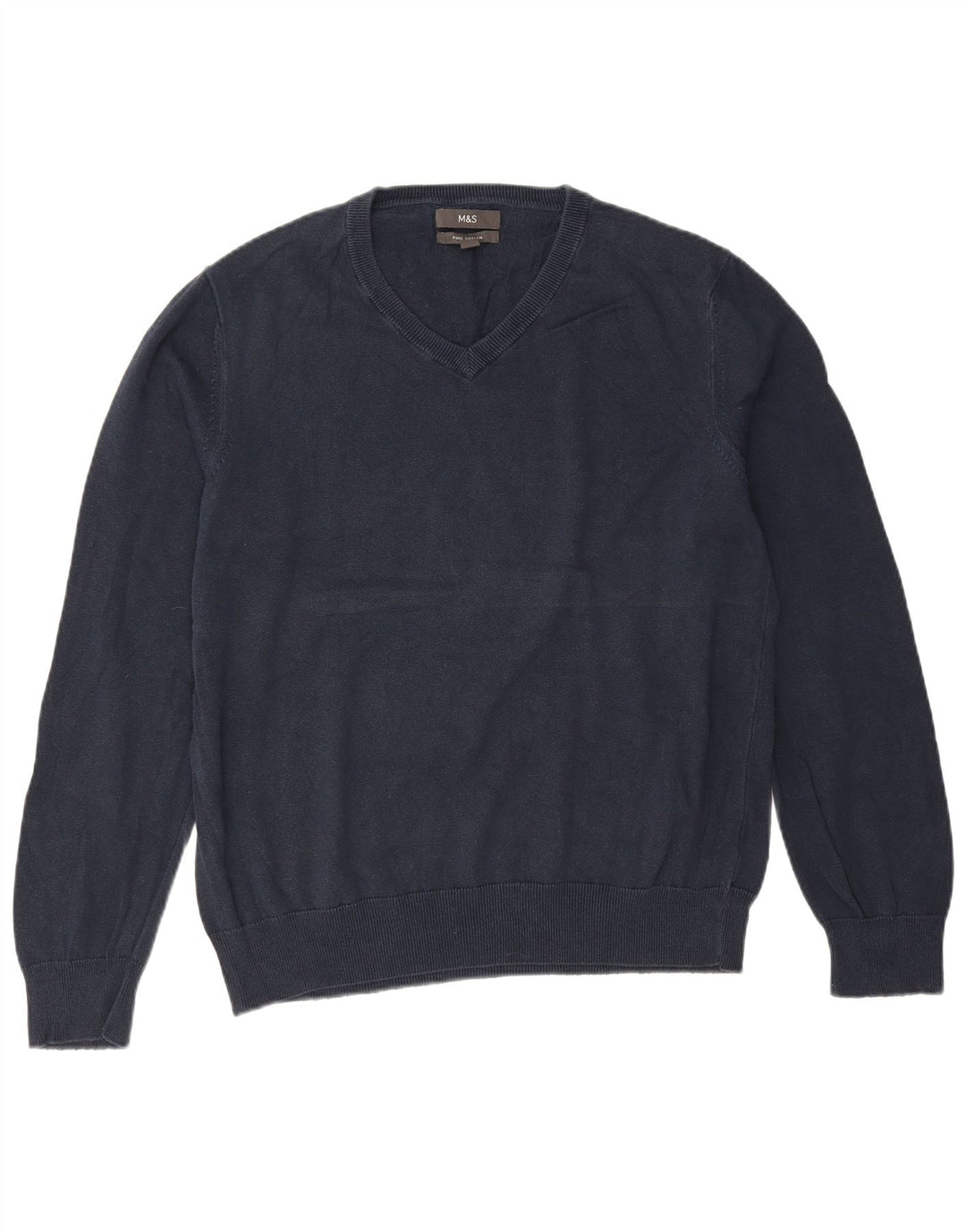 Marks & Spencer Herre V-hals sweater Stor marineblå bomuld