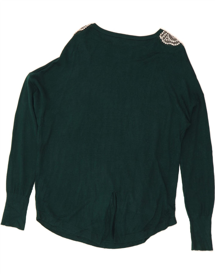 OASIS Womens Oversized Boat Neck Jumper Sweater UK 14 Medium Green Viscose Vintage Oasis and Second-Hand Oasis from Messina Hembry 