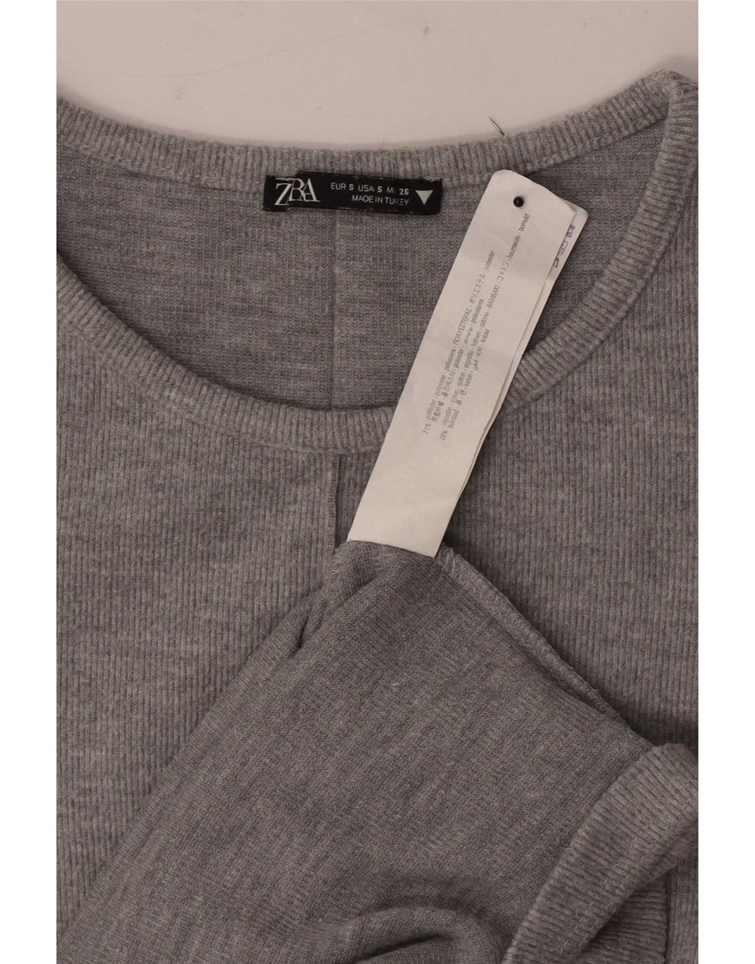Zara Dame T-Shirt Kjole UK 8 Lille Grå Polyester
