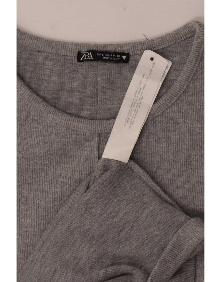 Zara Dame T-Shirt Kjole UK 8 Lille Grå Polyester