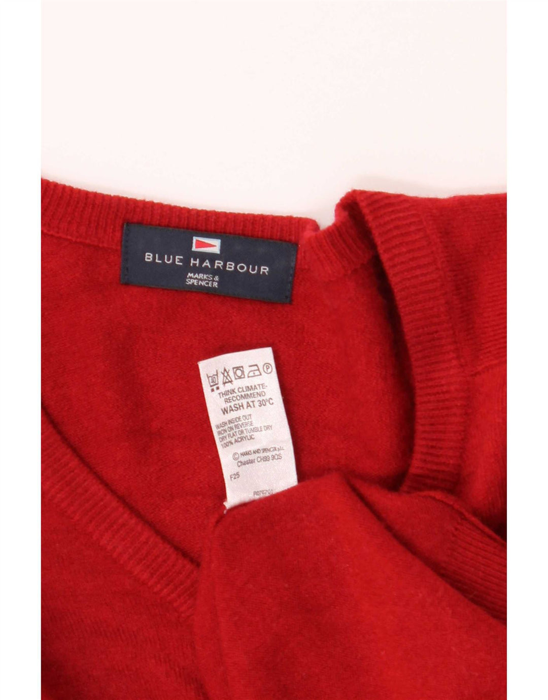 Marks & Spencer Herre Blue Harbor V-hals sweater Medium Rød Akryl