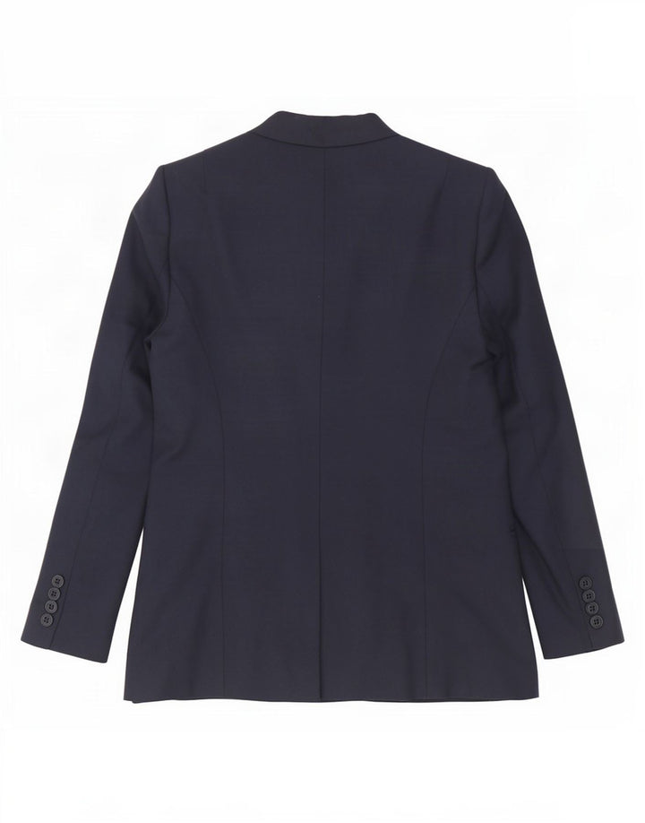 Reiss Dame Dobbeltradet Blazer Jacket UK 12 Medium Navy Blue Polyester