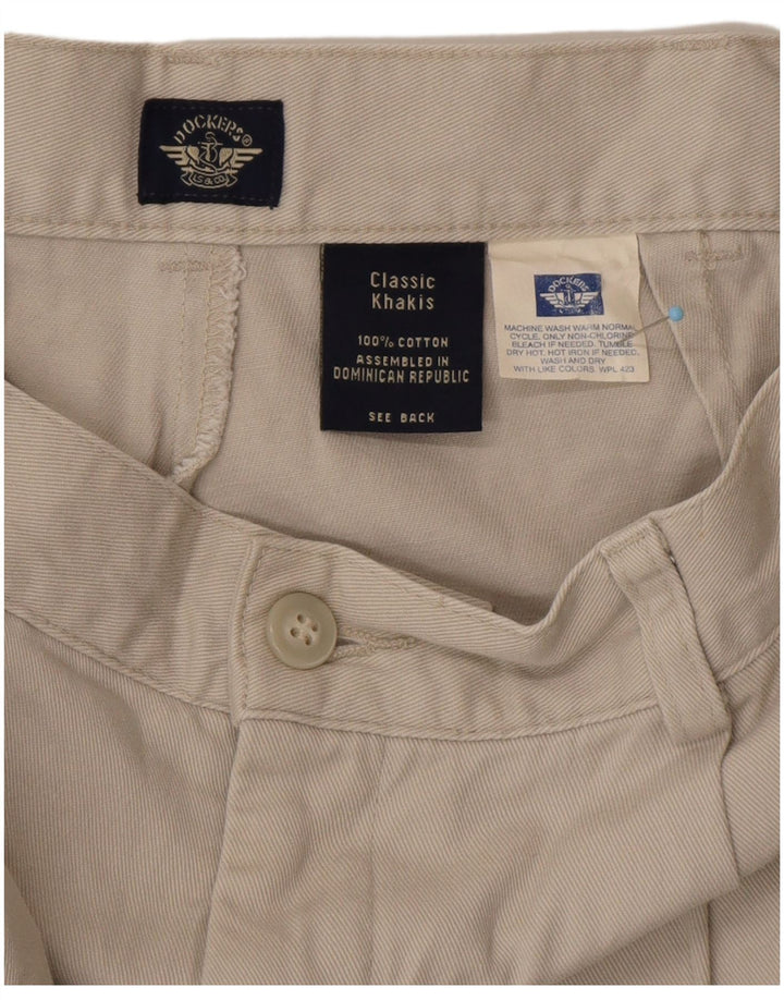 DOCKERS Herre Khakis Pegged Chino Shorts W34 Stor Beige Bomuld