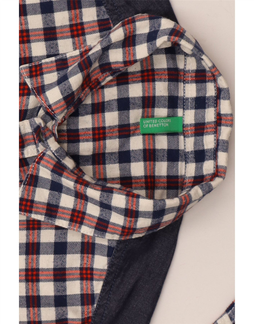 BENETTON Mens Flannel Shirt Small Burgundy Check Vintage Benetton and Second-Hand Benetton from Messina Hembry 