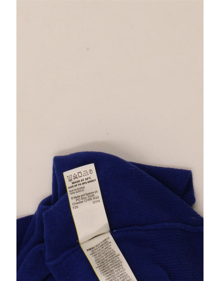 Marks & Spencer Womens Boat Neck Jumper Sweater UK 12 Medium Blue Acrylic