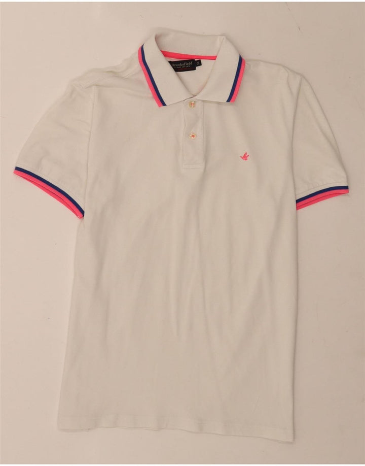Brooksfield Herre Slim Fit Polo Shirt IT 50 Medium White Colourblock