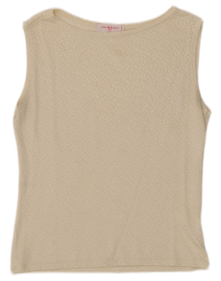 EMANUEL UNGARO Dame ærmeløs bluse Top UK 12 Medium Off White