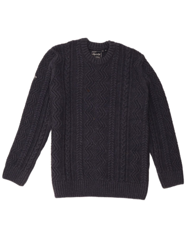 Superdry Herre sweater med rund hals XL marineblå akryl