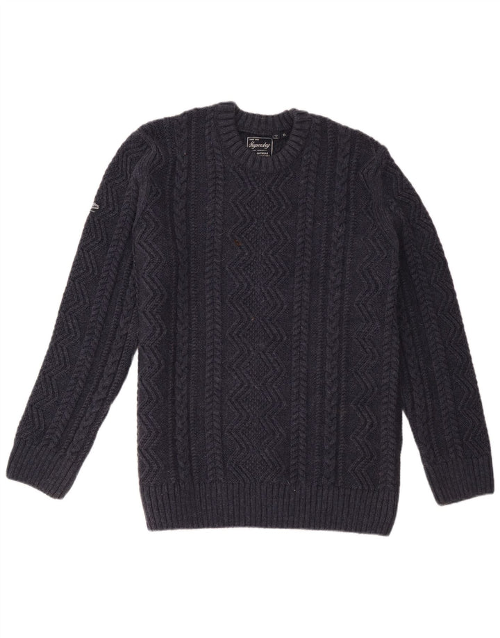 Superdry Herre sweater med rund hals XL marineblå akryl