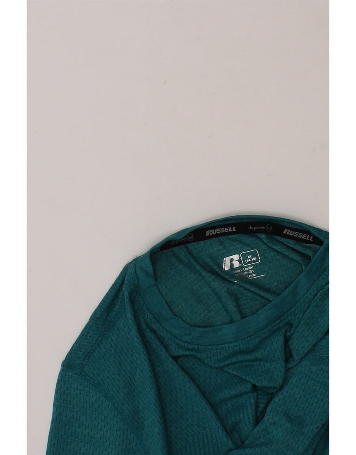 RUSSELL ATHLETIC Boys T-Shirt Top 14-15 Years XL Green Polyester Vintage Russell Athletic and Second-Hand Russell Athletic from Messina Hembry 