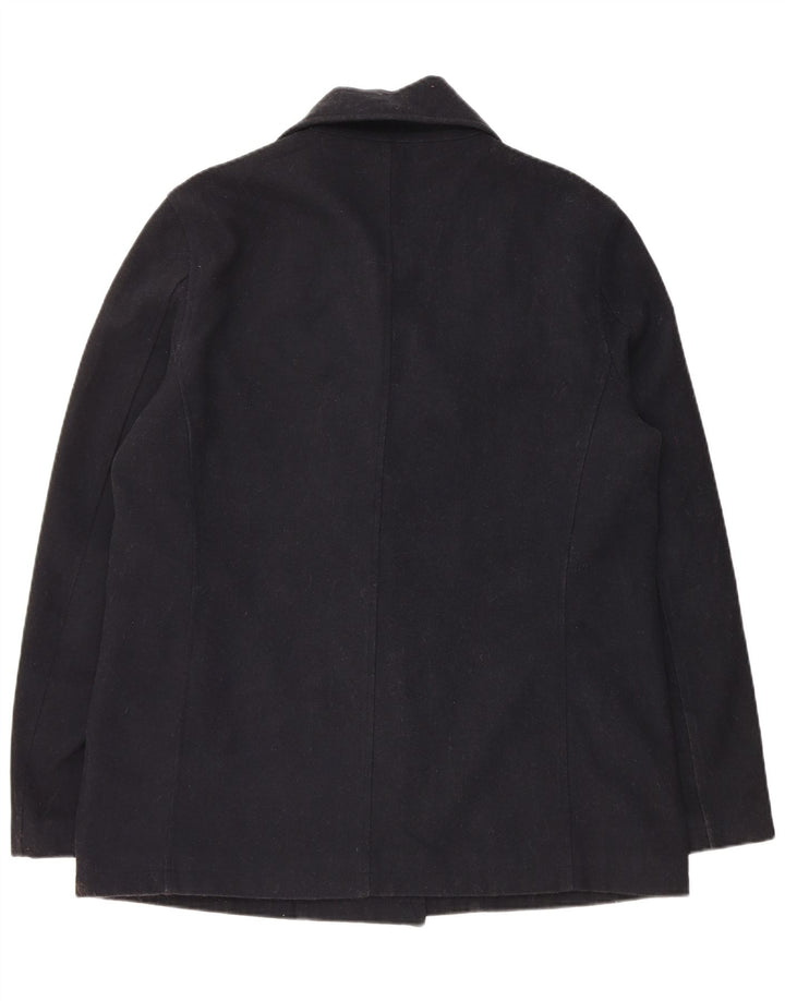 Marks & Spencer Herre Dobbeltradet Frakke UK 38 Medium Navy Blue Polyester