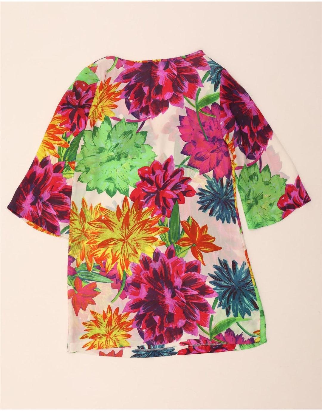 Zara Dame Se Through Tunika Top UK 10 Small Multicolored Floral