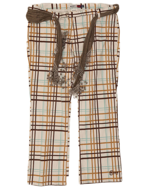 Roxy lige chinosbukser til kvinder UK 16 Large W34 L26 Hvid ternet bomuld