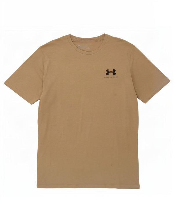 Under Armour Herre Heat Gear T-Shirt Top Medium Khaki