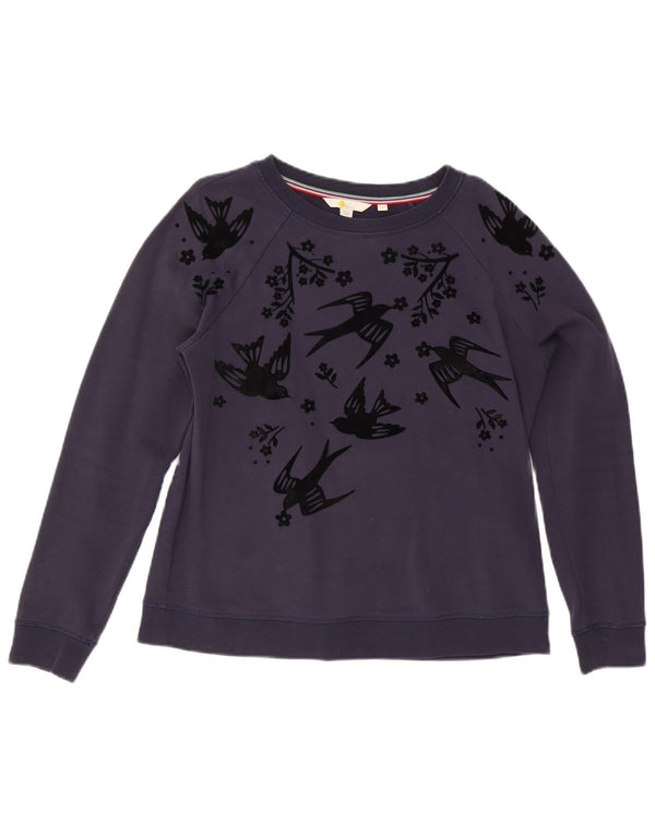 Boden Dame Abstrakt mønster Sweatshirt Jumper UK 14 Medium Navy Blue
