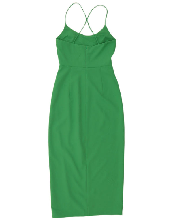 Zara Dame Halter Bodycon Kjole UK 4 XS Grøn Polyester
