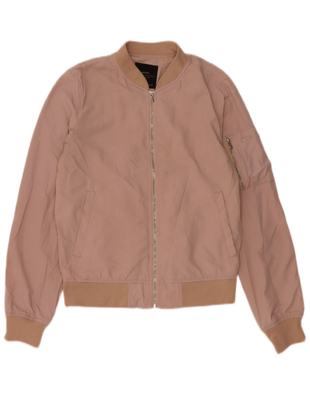 Zara Oversized Bomber Jacket UK 6 XS Pink Polyester