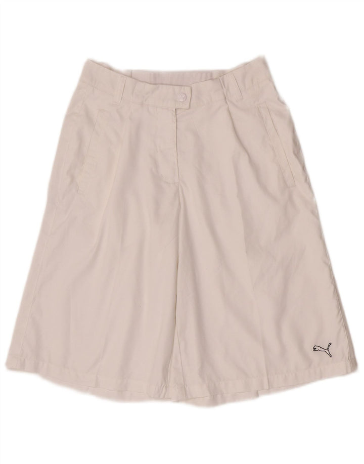 Puma Loose Fit Bermuda Shorts UK 10 Small W27 White Polyester