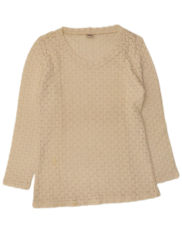 Sisley Womens Relaxed Elegance V-hals sweater UK 12 Medium Off White