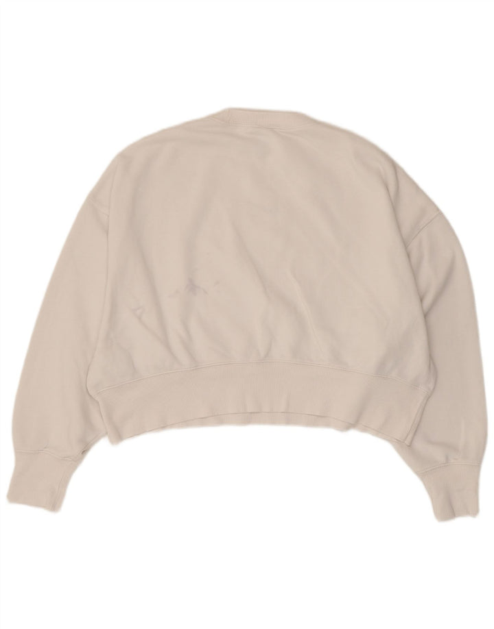Nike Womens Crop Oversized Sweatshirt Jumper UK 6 XS Hvid Bomuld